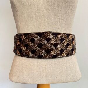 Vintage Morgan Taylor Wide Velvet Beaded 80s Fashion Belt Formal‎ Dressy Glam M
